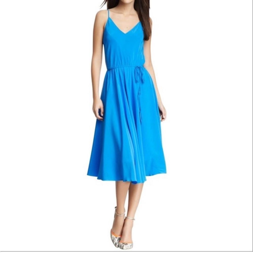 Yumi Kim Blue Silk Sleeveless Leon Midi Dress Size XS